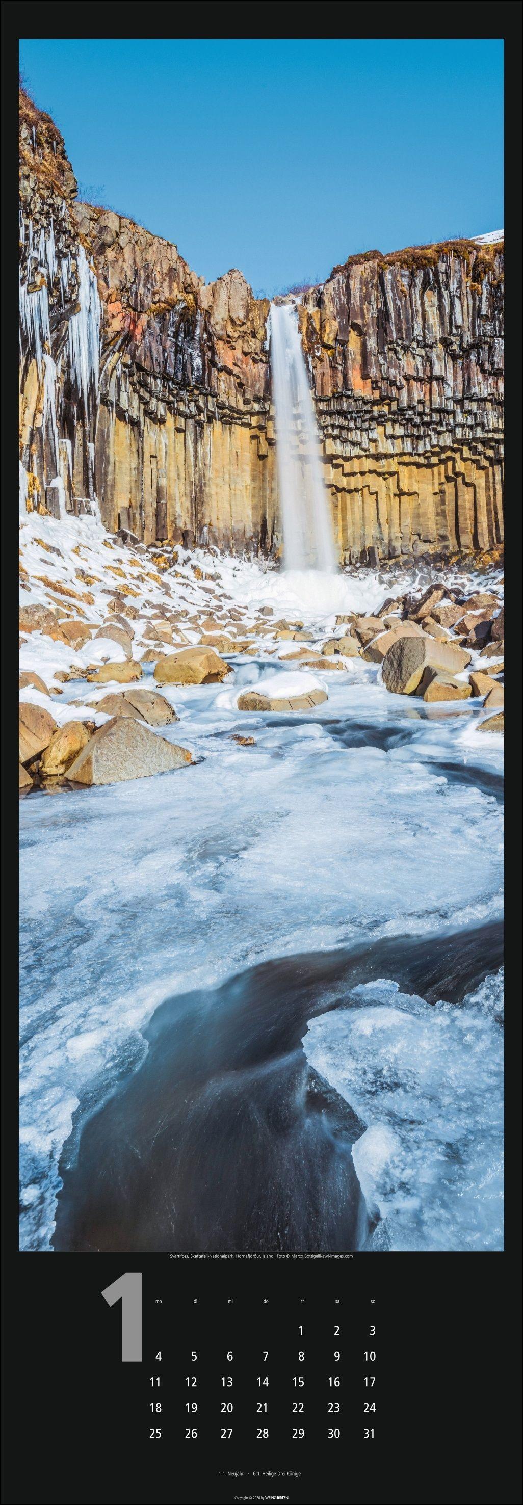 Beispielinhalt (Bild) Wasserfälle Kalender 2027