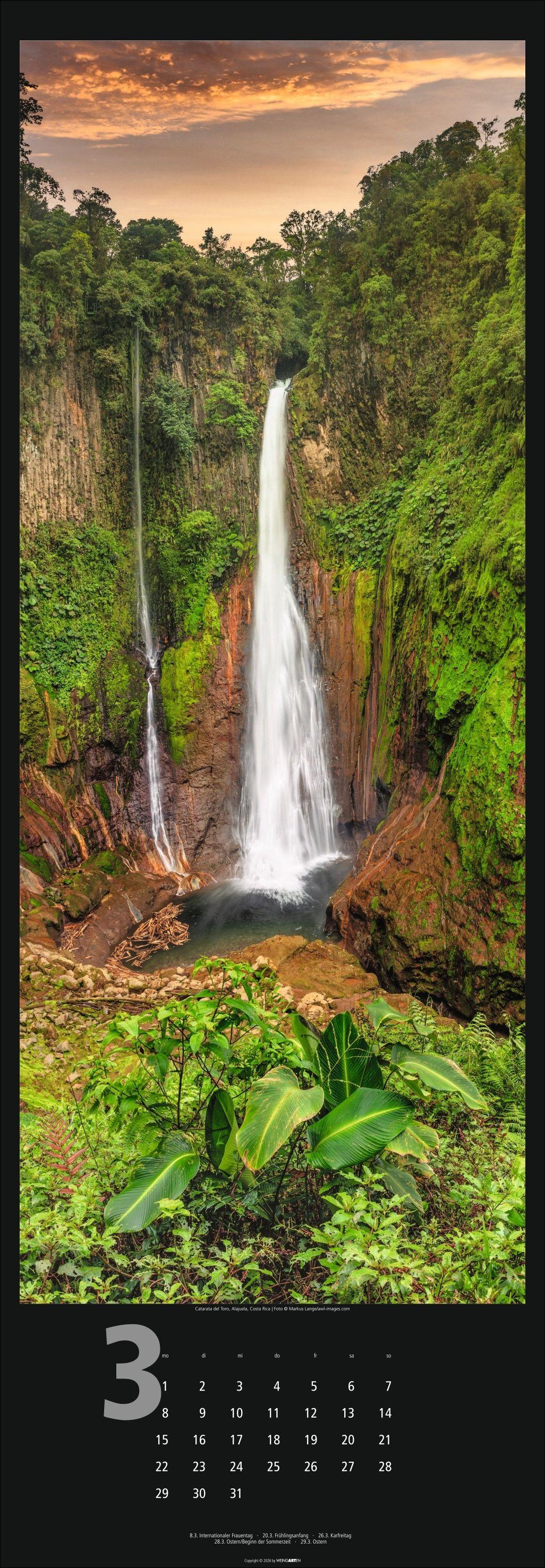 Beispielinhalt (Bild) Wasserfälle Kalender 2027