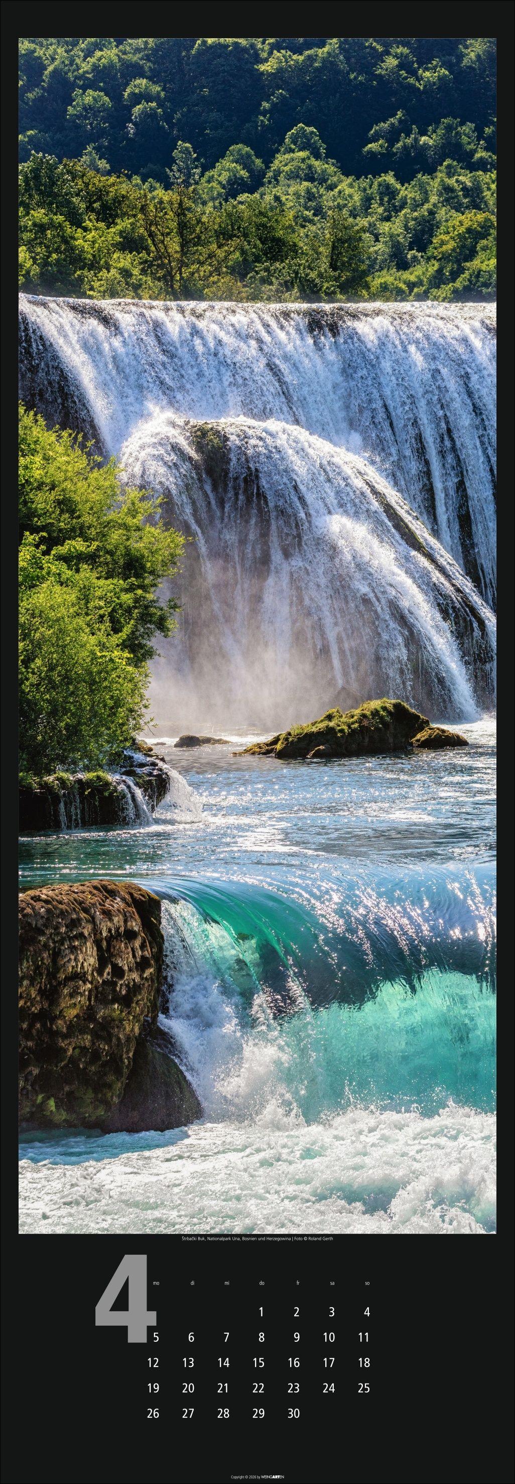 Beispielinhalt (Bild) Wasserfälle Kalender 2027