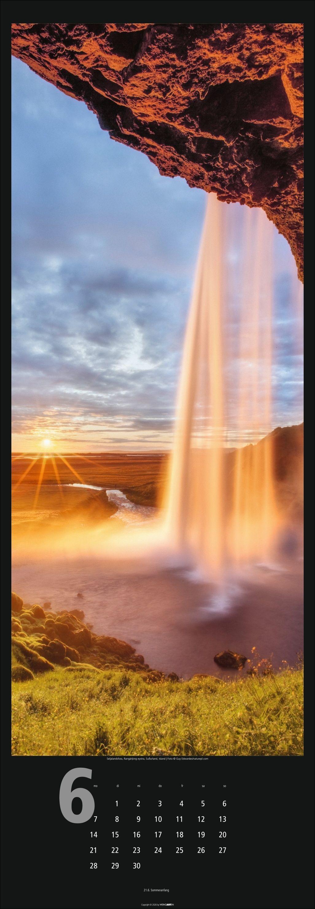 Beispielinhalt (Bild) Wasserfälle Kalender 2027