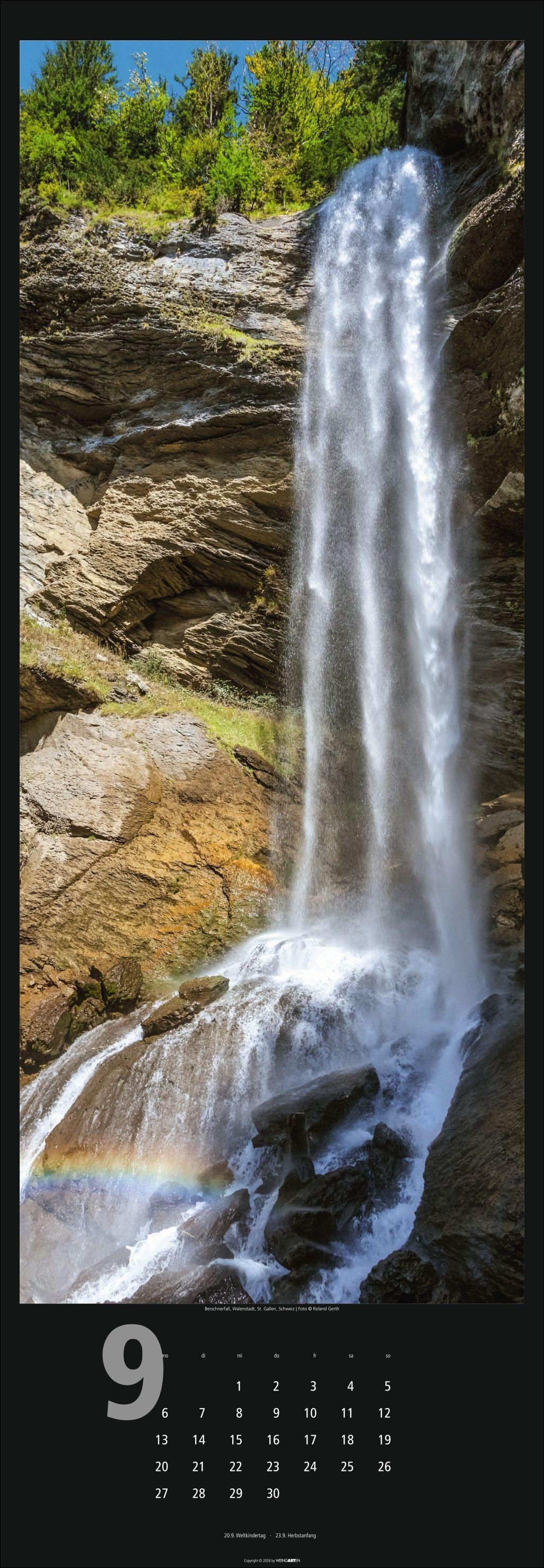 Beispielinhalt (Bild) Wasserfälle Kalender 2027