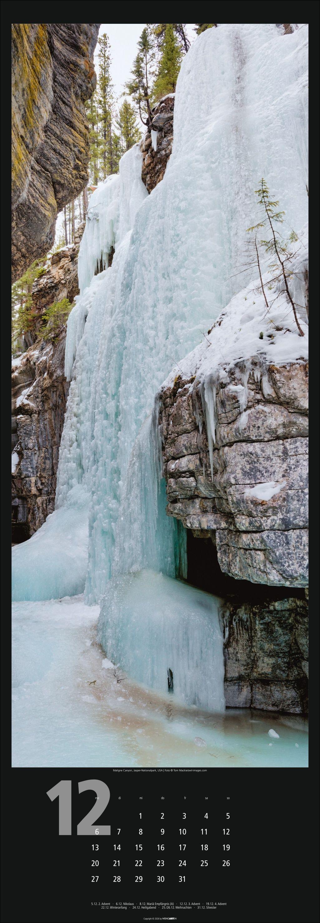 Beispielinhalt (Bild) Wasserfälle Kalender 2027
