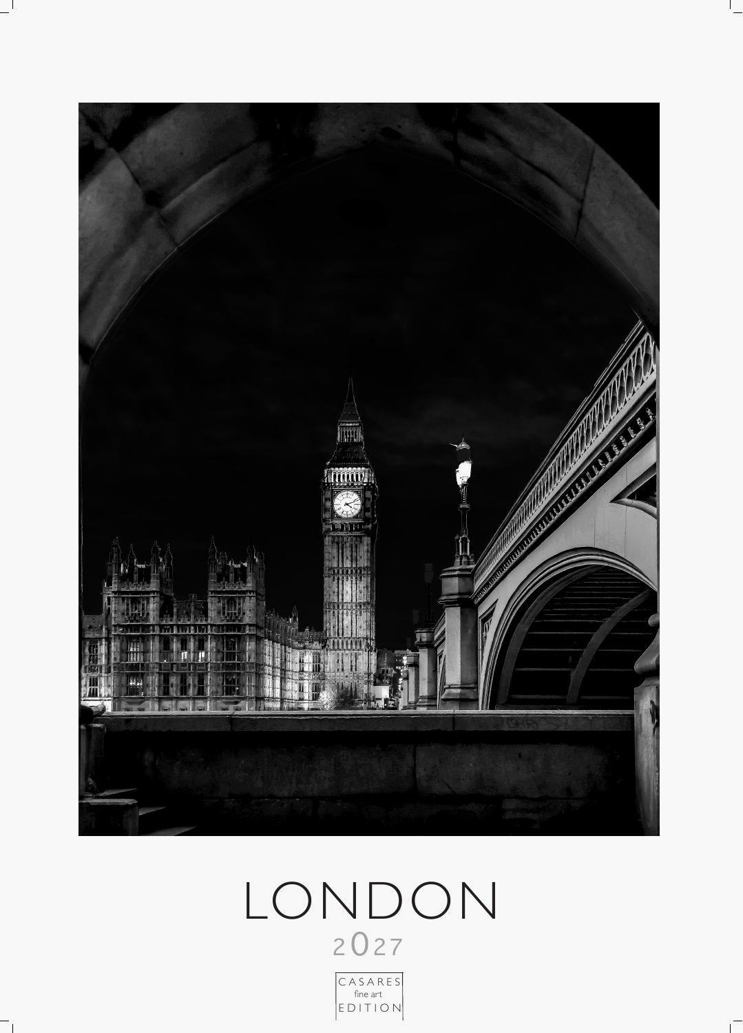 Vorderes Coverbild London schwarz-weiss Kalender 2027 - Wandkalender | Fotokalender England 59x42cm Grosses Format - Perfekt für Liebhaber London & Geschenkidee