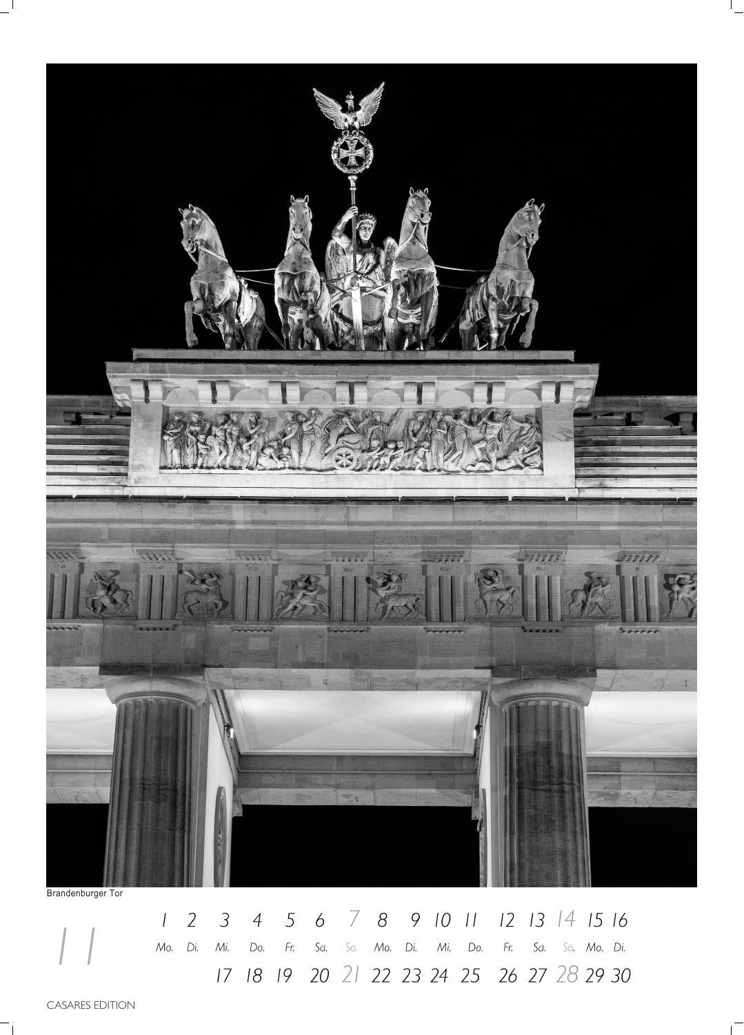 Beispielinhalt (Bild) Berlin schwarz-weiss Kalender 2027 - Wandkalender | Fotokalender Deutschland 29x21cm - Eleganter Schwarz-Weiß-Print mit beeindruckenden Berlin-Motiven