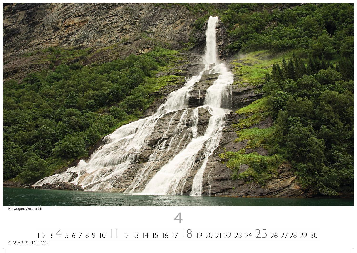 Beispielinhalt (Bild) Wasserfälle Kalender 2027 - Wandkalender | Fotokalender Naturkalender 24x35cm - Inspirierende Wasserfall-Fotografien für das ganze Jahr