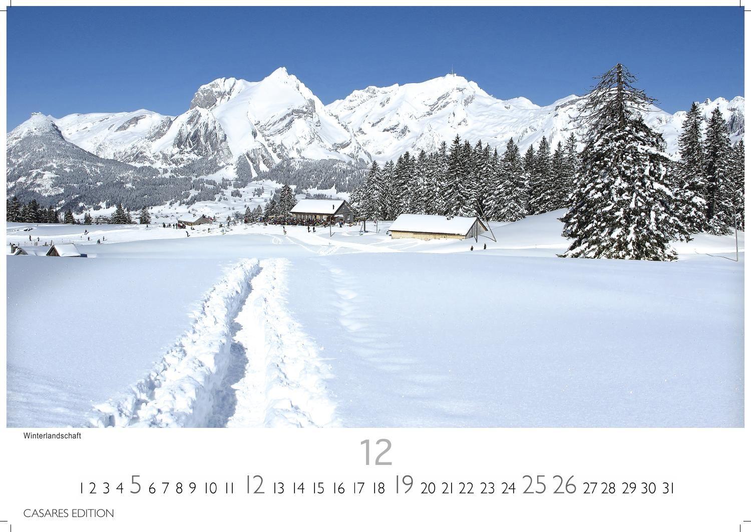 Beispielinhalt (Bild) Schweiz Kalender 2027 - Wandkalender | Fotokalender Alpenländer | Alpenkalender | 35x50cm Grosses Format - . mit den schönsten Orten der Schweiz