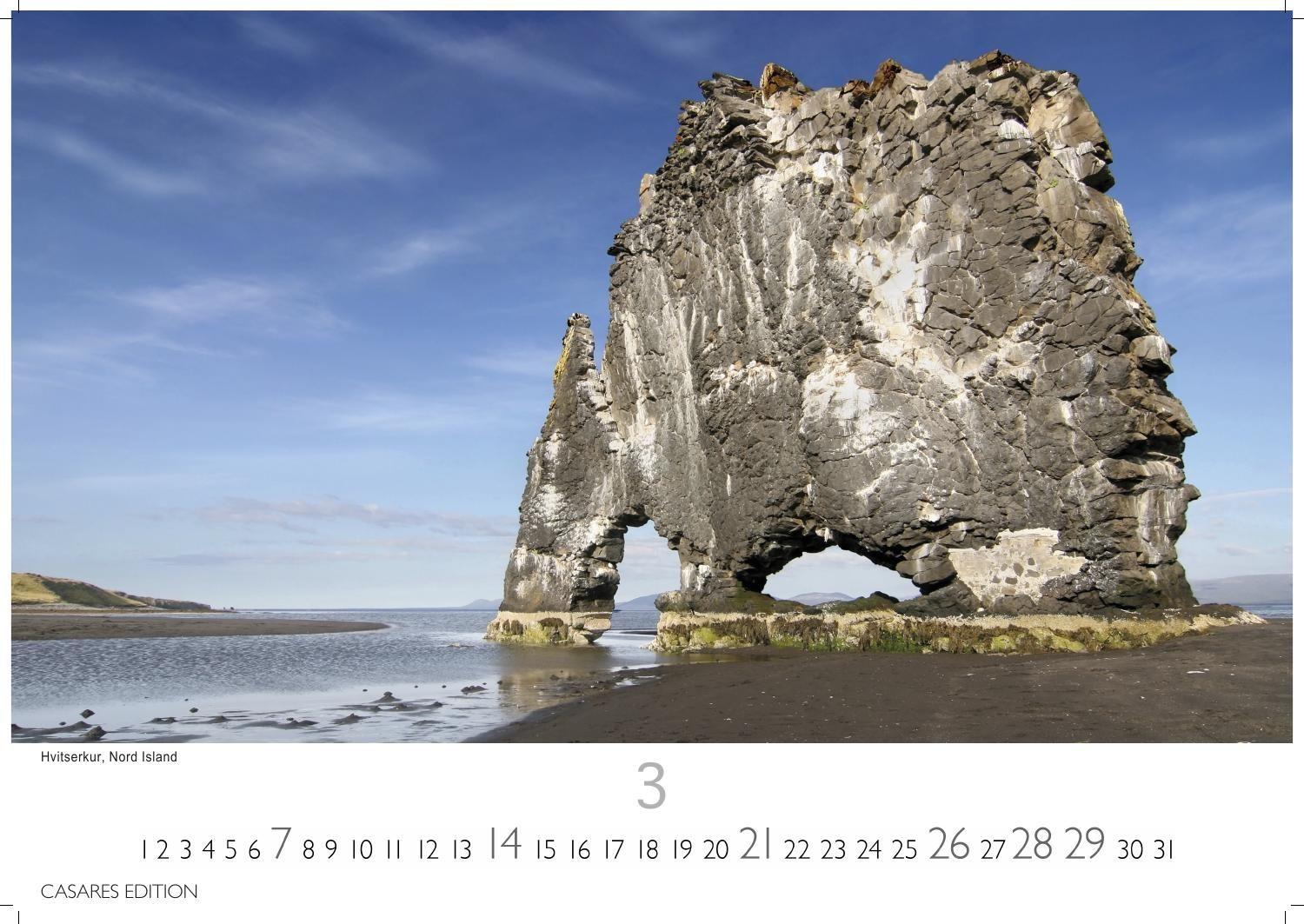 Beispielinhalt (Bild) Island Kalender 2027 - Wandkalender | Fotokalender Naturkalender 24x35 cm - Hochwertiger . mit atemberaubenden Island-Landschaften