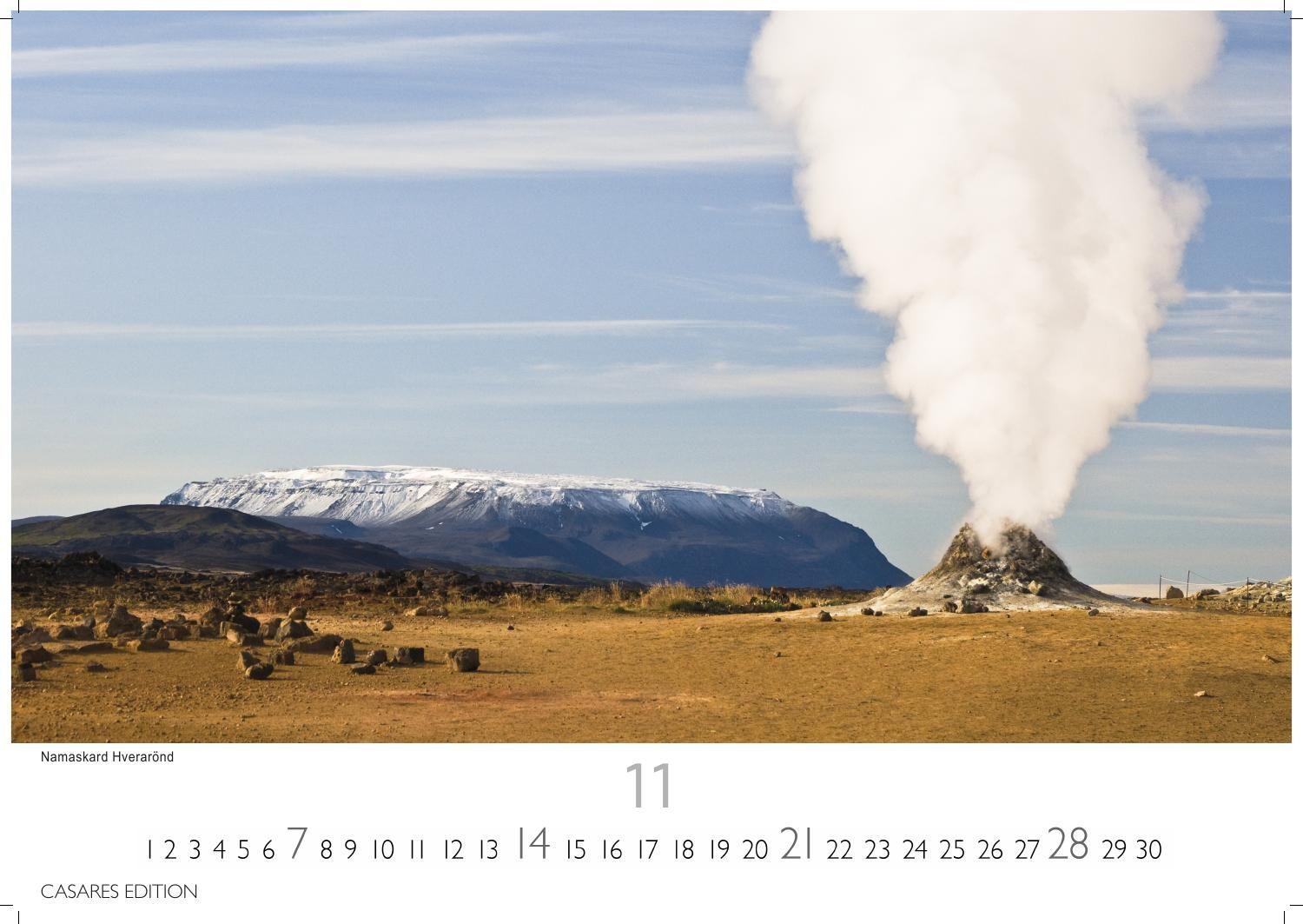 Beispielinhalt (Bild) Island Kalender 2027 - Wandkalender | Fotokalender Naturkalender 24x35 cm - Hochwertiger . mit atemberaubenden Island-Landschaften