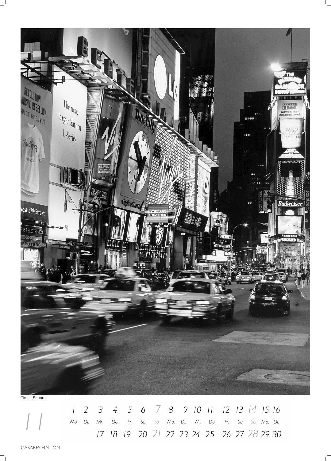 Beispielinhalt (Bild) New York schwarz-weiss Kalender 2027 - Wandkalender | Fotokalender Nordamerika 59x42cm Grosses Format - Eleganter Schwarz-Weiß-Print mit beeindruckenden New York City Motiven