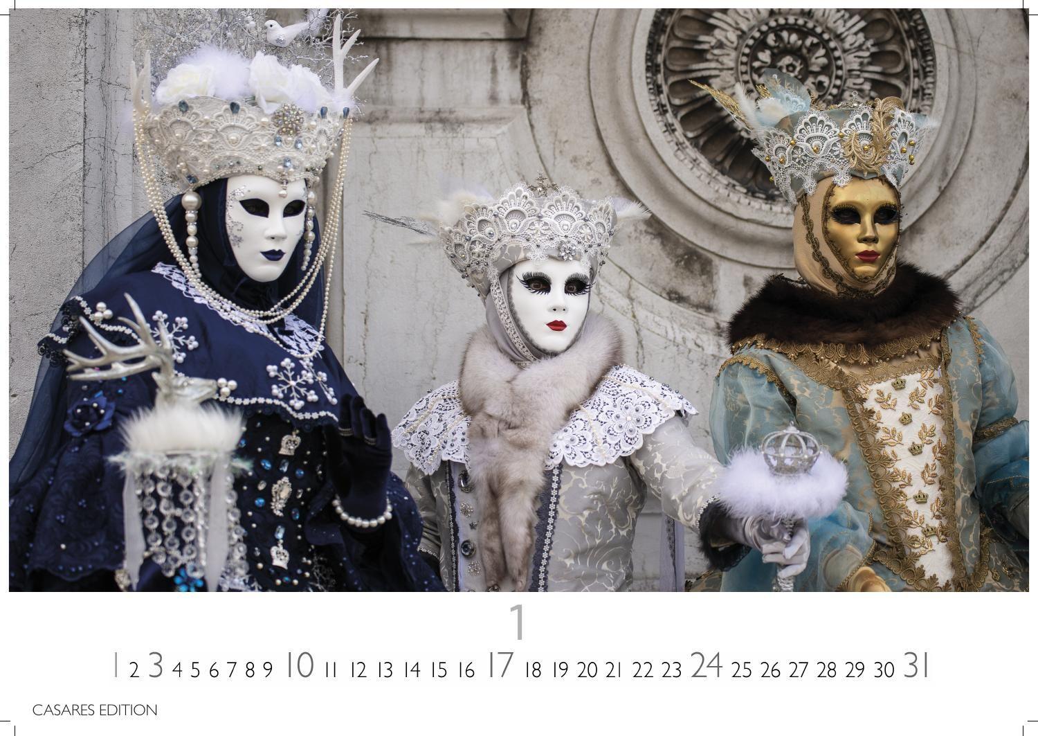 Beispielinhalt (Bild) Venedig Karneval Kalender 2027 - Wandkalender | Fotokalender Italien 50x35 cm -. mit Karneval-Fotos, fantasievollen Masken und Kostümen