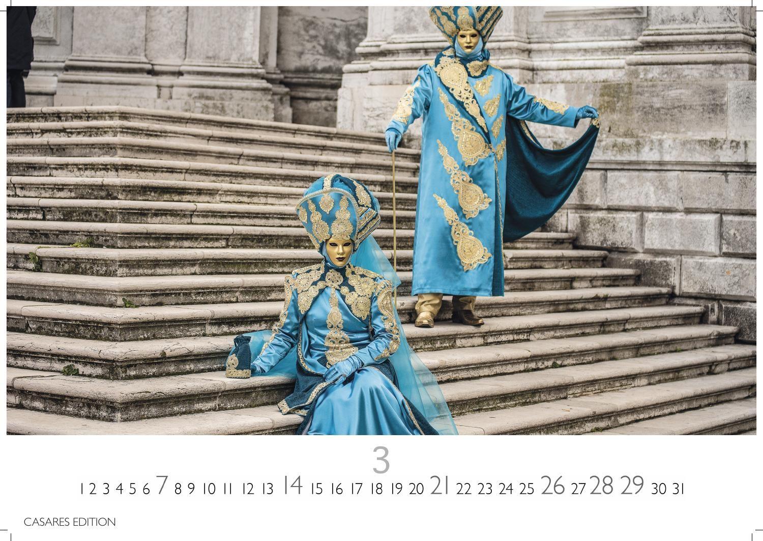 Beispielinhalt (Bild) Venedig Karneval Kalender 2027 - Wandkalender | Fotokalender Italien 50x35 cm -. mit Karneval-Fotos, fantasievollen Masken und Kostümen