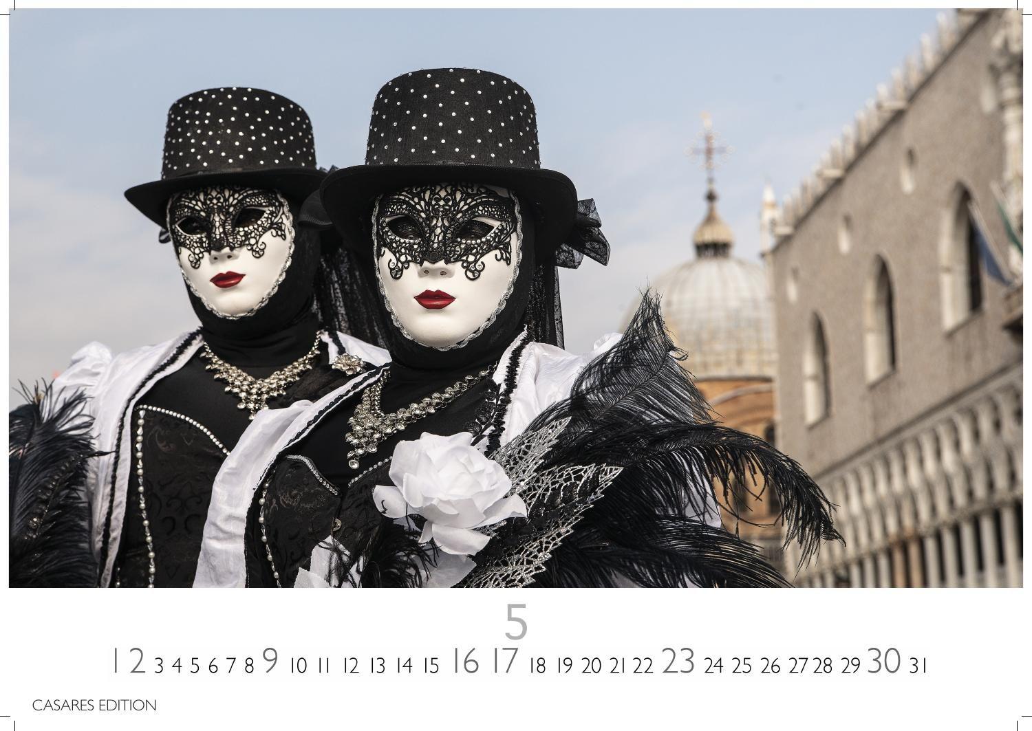 Beispielinhalt (Bild) Venedig Karneval Kalender 2027 - Wandkalender | Fotokalender Italien 50x35 cm -. mit Karneval-Fotos, fantasievollen Masken und Kostümen