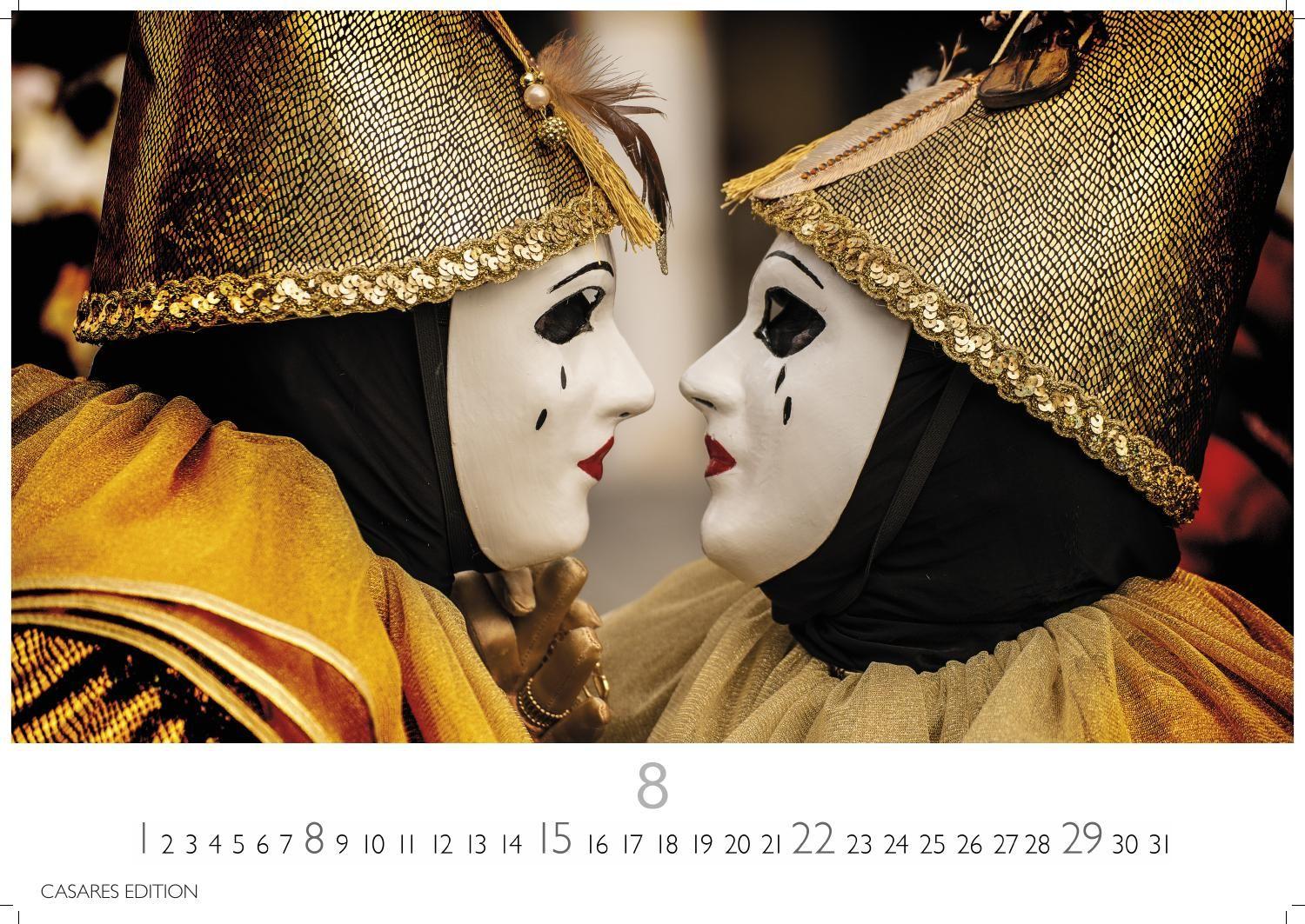 Beispielinhalt (Bild) Venedig Karneval Kalender 2027 - Wandkalender | Fotokalender Italien 50x35 cm -. mit Karneval-Fotos, fantasievollen Masken und Kostümen