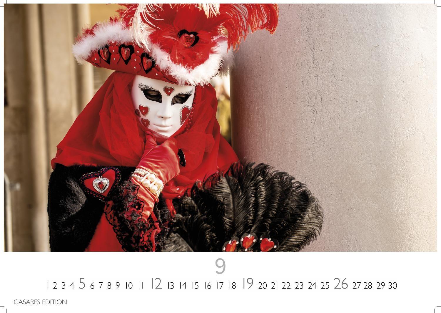 Beispielinhalt (Bild) Venedig Karneval Kalender 2027 - Wandkalender | Fotokalender Italien 50x35 cm -. mit Karneval-Fotos, fantasievollen Masken und Kostümen