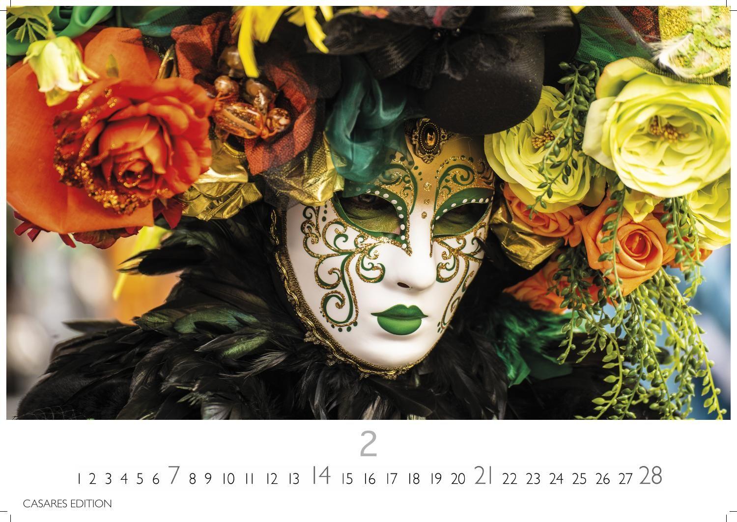 Beispielinhalt (Bild) Venedig Karneval Kalender 2027 - Wandkalender | Fotokalender Italien 50x35 cm -. mit Karneval-Fotos, fantasievollen Masken und Kostümen
