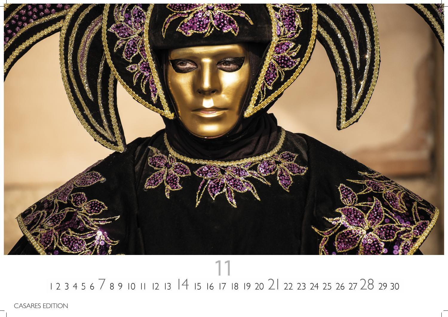 Beispielinhalt (Bild) Venedig Karneval Kalender 2027 - Wandkalender | Fotokalender Italien 50x35 cm -. mit Karneval-Fotos, fantasievollen Masken und Kostümen