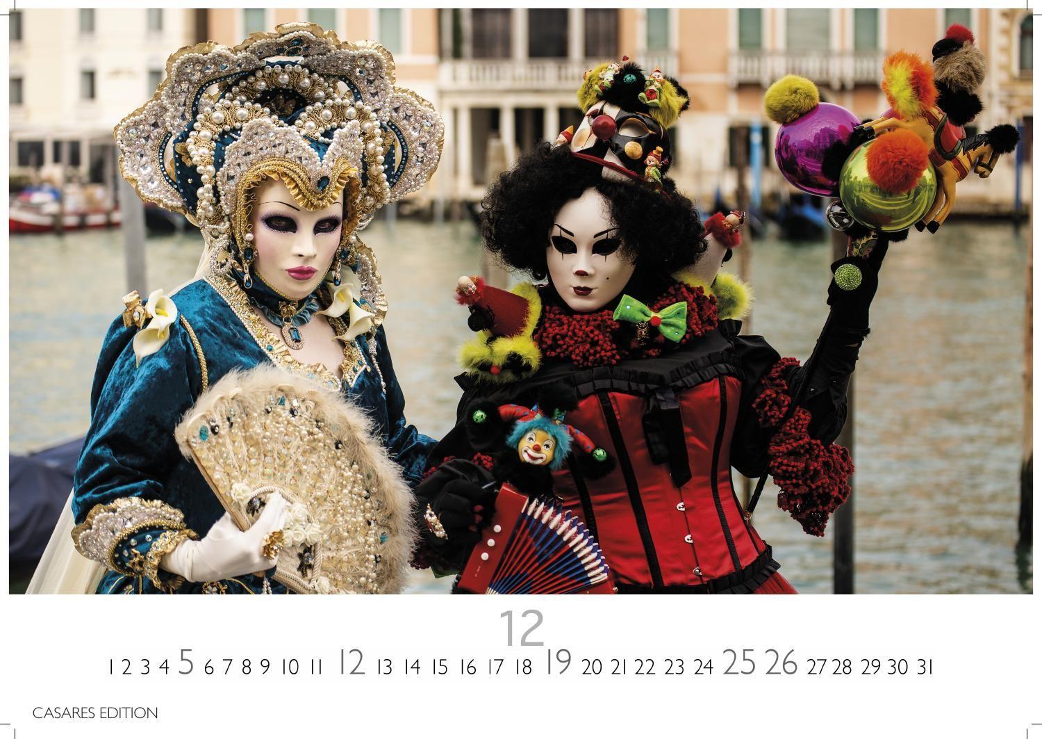 Beispielinhalt (Bild) Venedig Karneval Kalender 2027 - Wandkalender | Fotokalender Italien 50x35 cm -. mit Karneval-Fotos, fantasievollen Masken und Kostümen