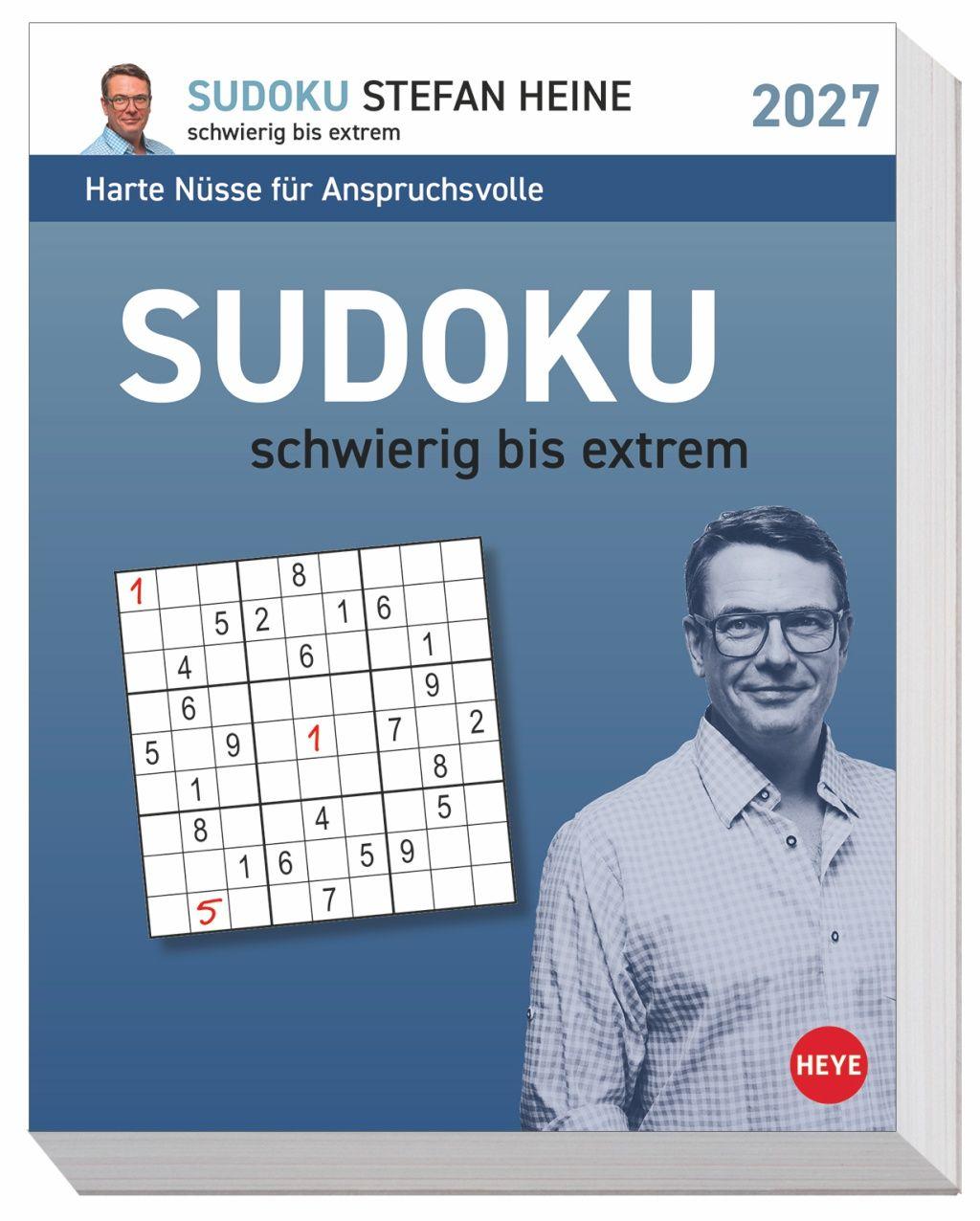 Vorderes Coverbild Stefan Heine Sudoku schwierig bis extrem Tagesabreißkalender 2027