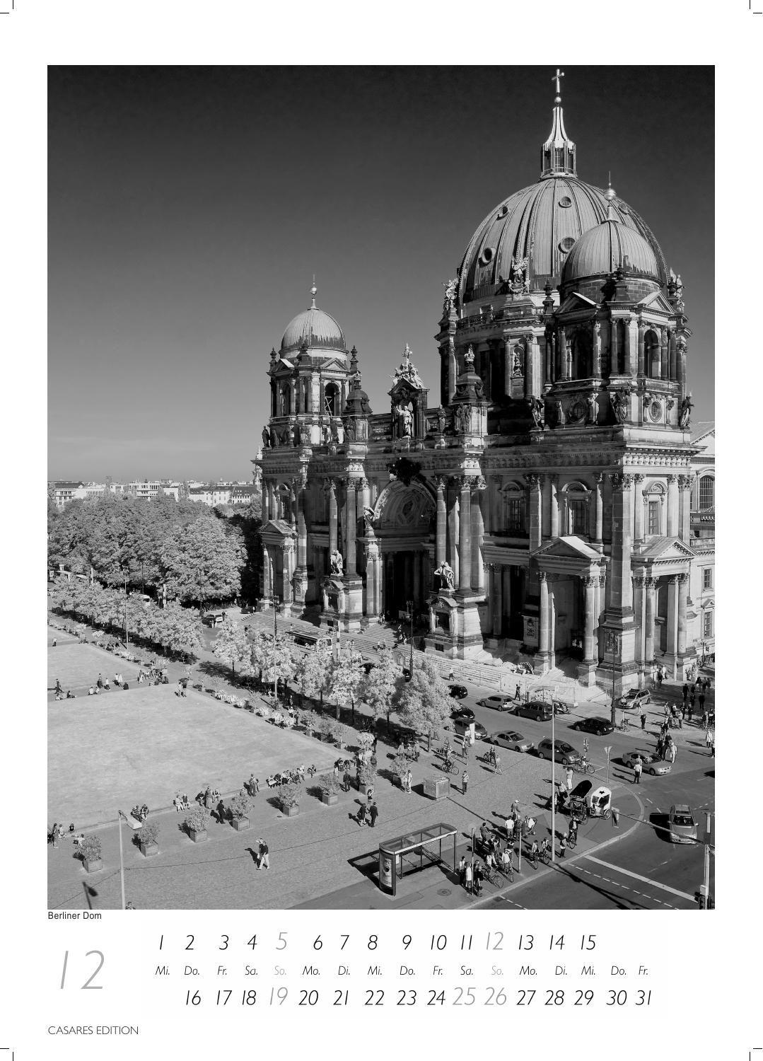 Beispielinhalt (Bild) Berlin schwarz-weiss Kalender 2027 - Wandkalender | Fotokalender Deutschland 59x42cm Grosses Format - Eleganter Schwarz-Weiß-Print mit beeindruckenden Berlin-Motiven