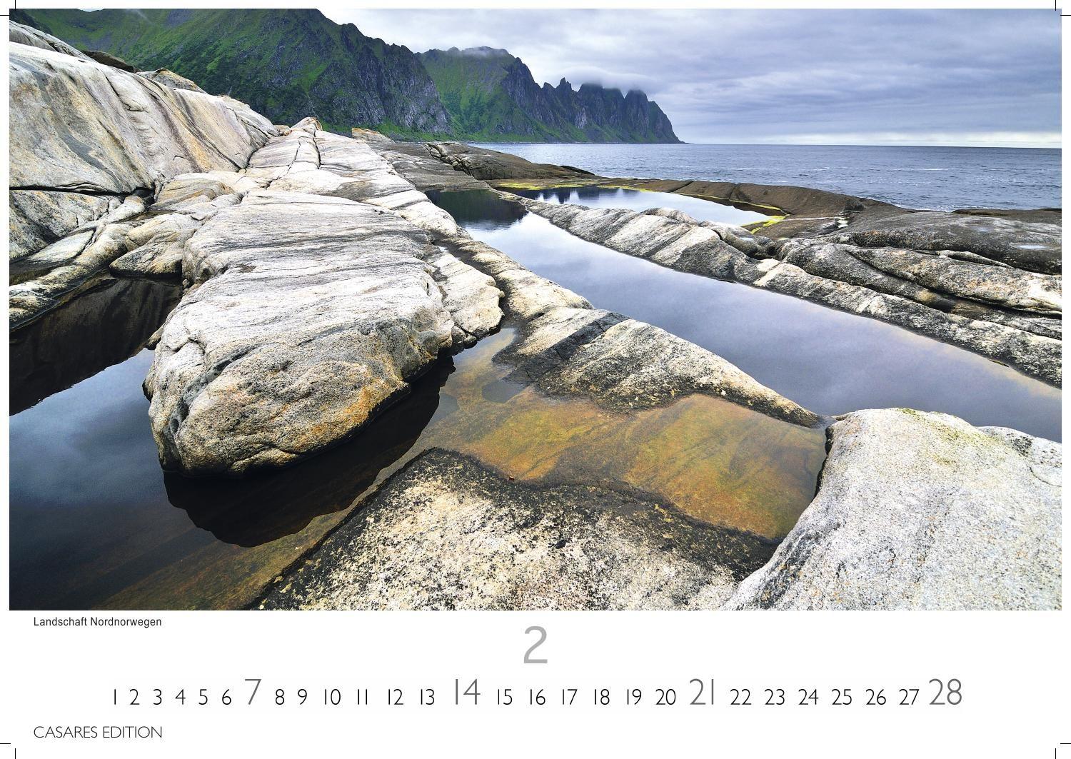Beispielinhalt (Bild) Norwegen Kalender 2027 - Wandkalender | Fotokalender Nordeuropa 35x50cm Grosses Format - Mit 12 atemberaubenden Norwegen-Fotografien, die die Schönheit der norwegischen Natur festhalten