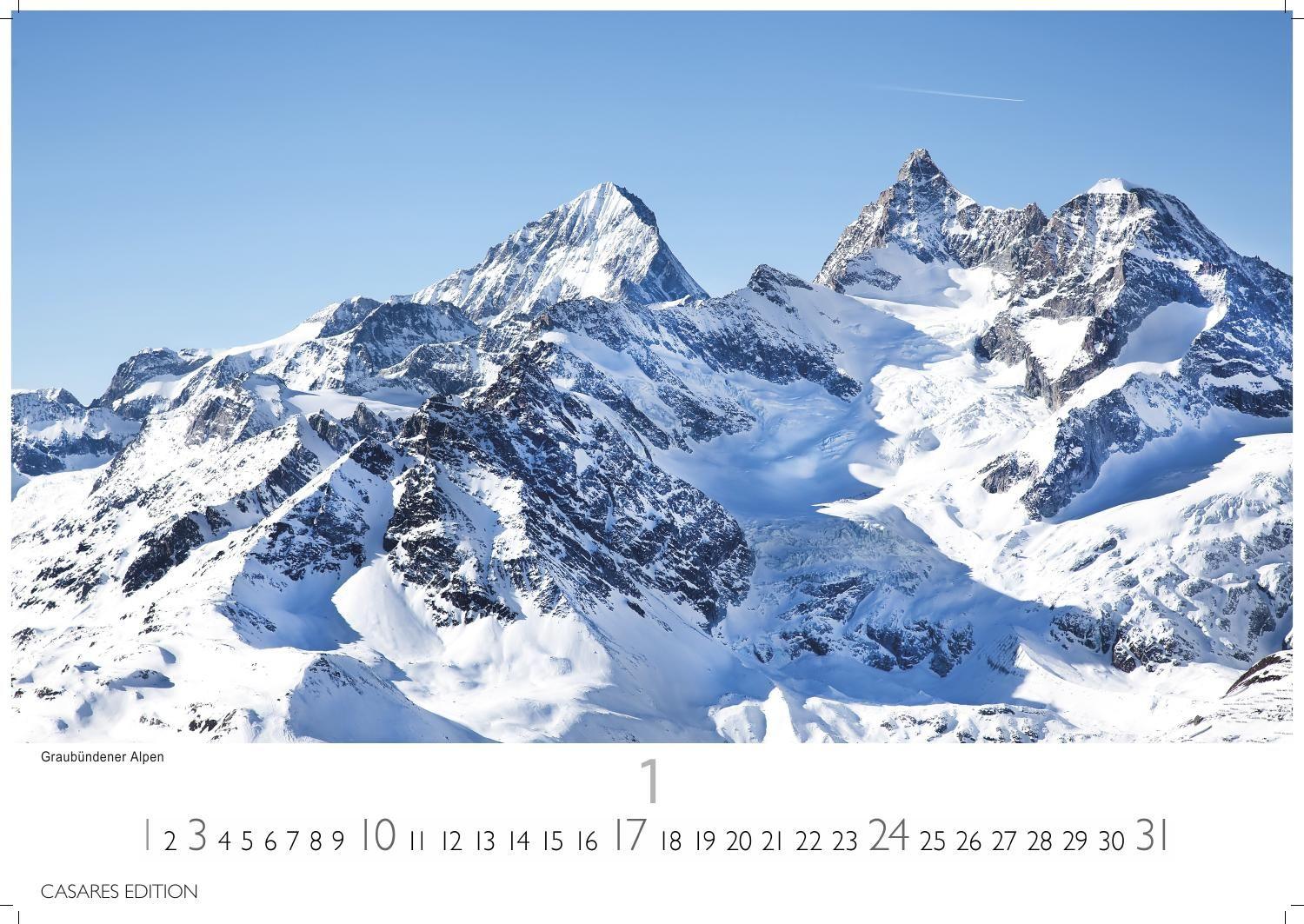 Beispielinhalt (Bild) Schweiz Kalender 2027 - Wandkalender | Fotokalender Alpenländer | Alpenkalender | 24x35cm - . mit den schönsten Orten der Schweiz