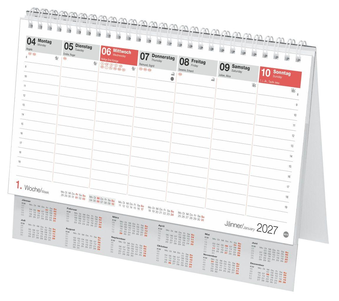 Beispielinhalt (Bild) Schreibtischkalender Österreich groß 2027