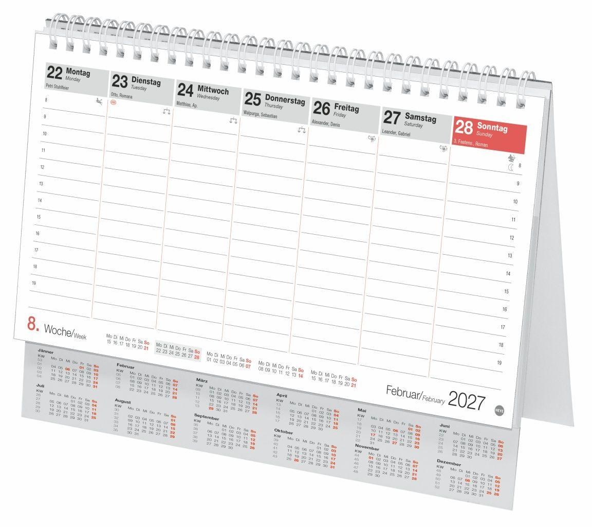 Beispielinhalt (Bild) Schreibtischkalender Österreich groß 2027