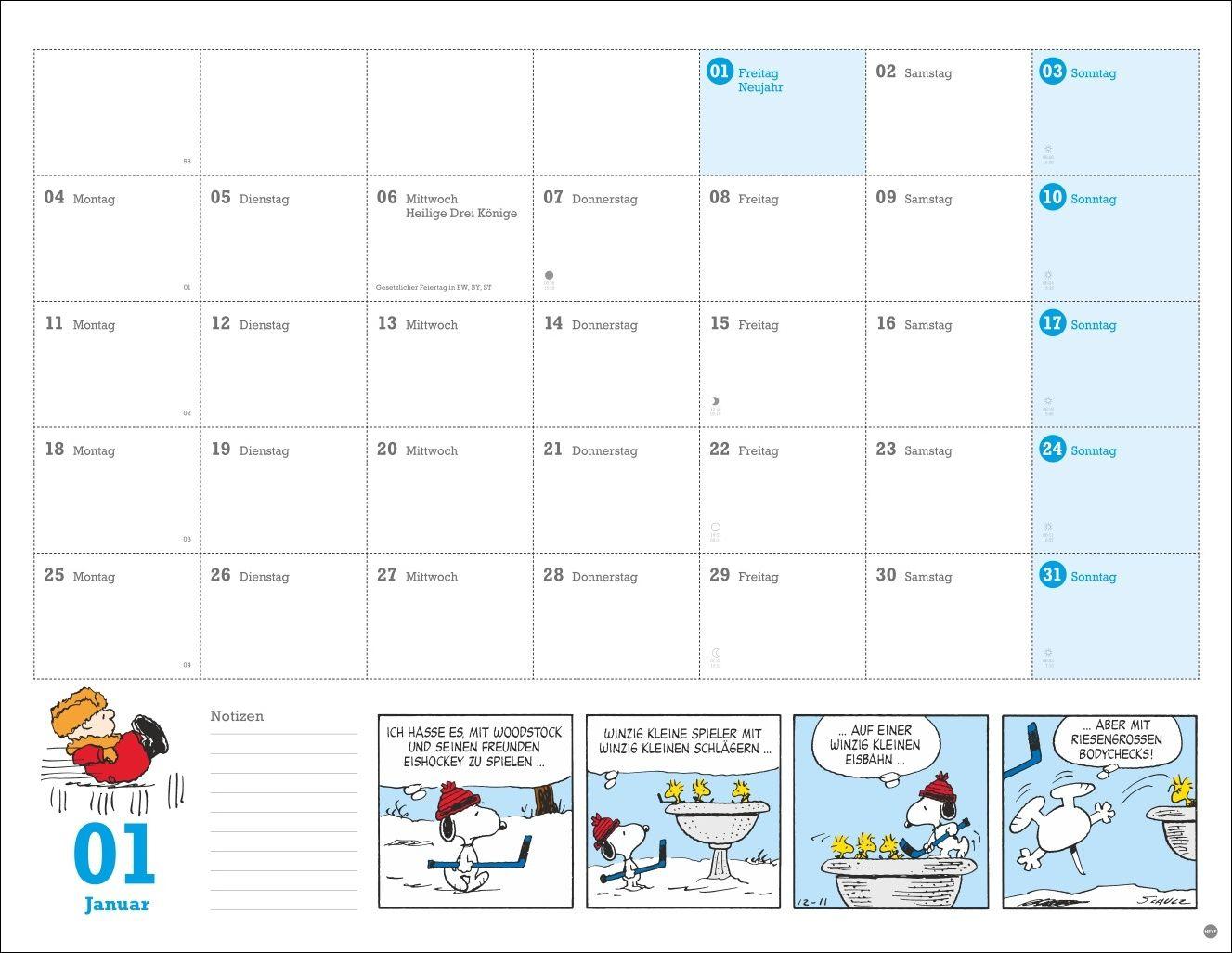 Beispielinhalt (Bild) Peanuts Monatsplaner 2027