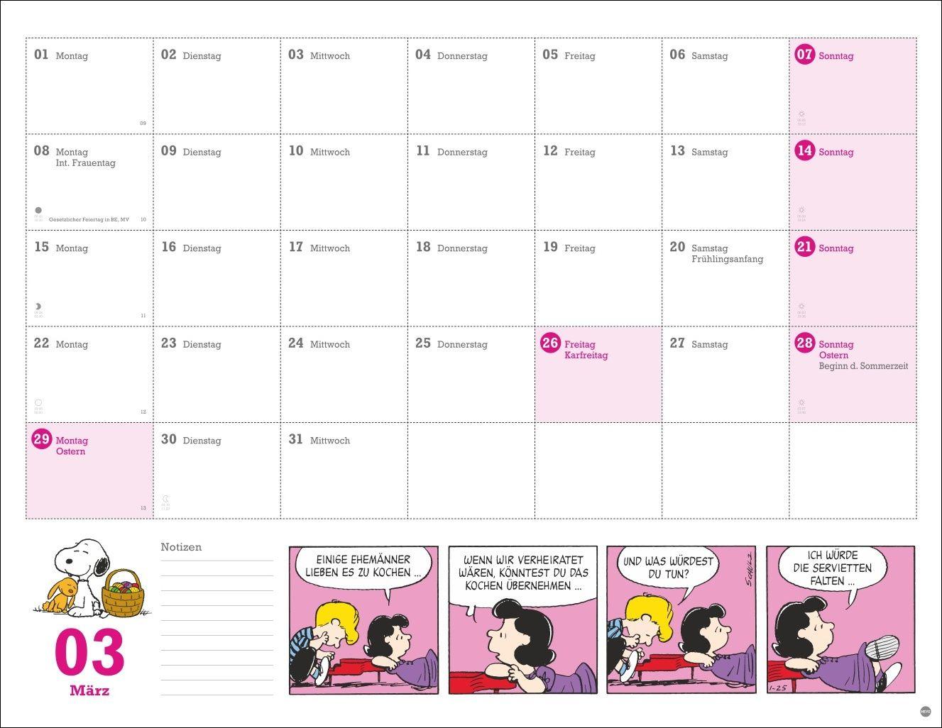 Beispielinhalt (Bild) Peanuts Monatsplaner 2027