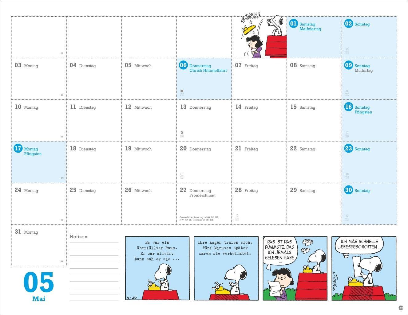 Beispielinhalt (Bild) Peanuts Monatsplaner 2027