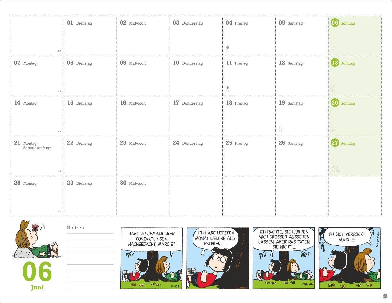 Beispielinhalt (Bild) Peanuts Monatsplaner 2027