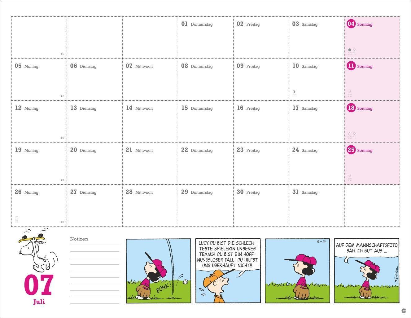 Beispielinhalt (Bild) Peanuts Monatsplaner 2027