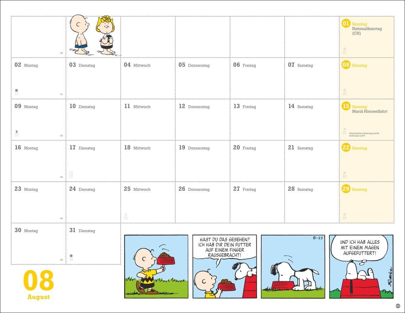 Beispielinhalt (Bild) Peanuts Monatsplaner 2027