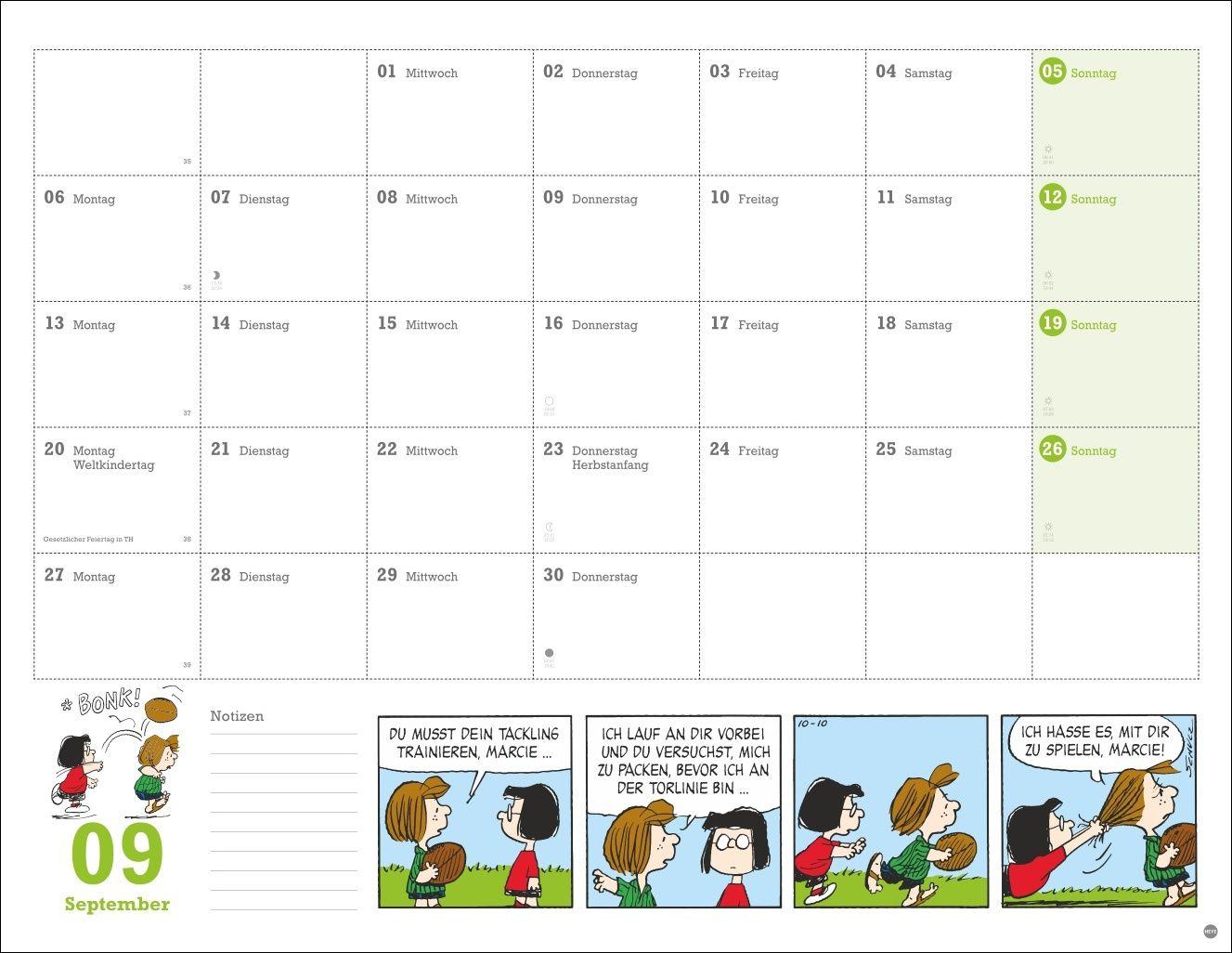 Beispielinhalt (Bild) Peanuts Monatsplaner 2027