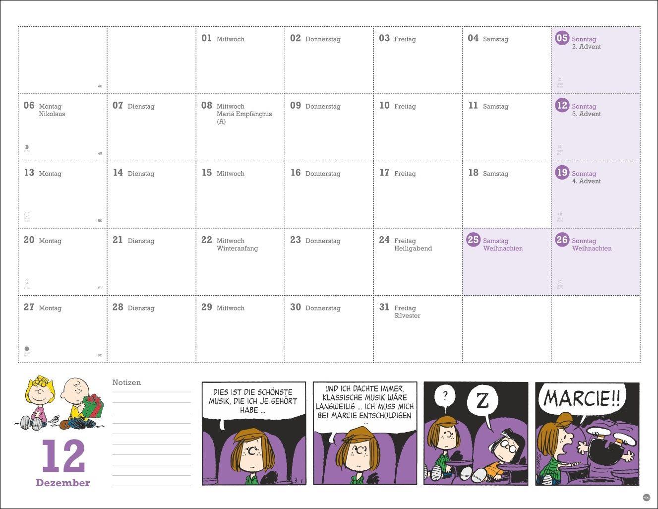 Beispielinhalt (Bild) Peanuts Monatsplaner 2027