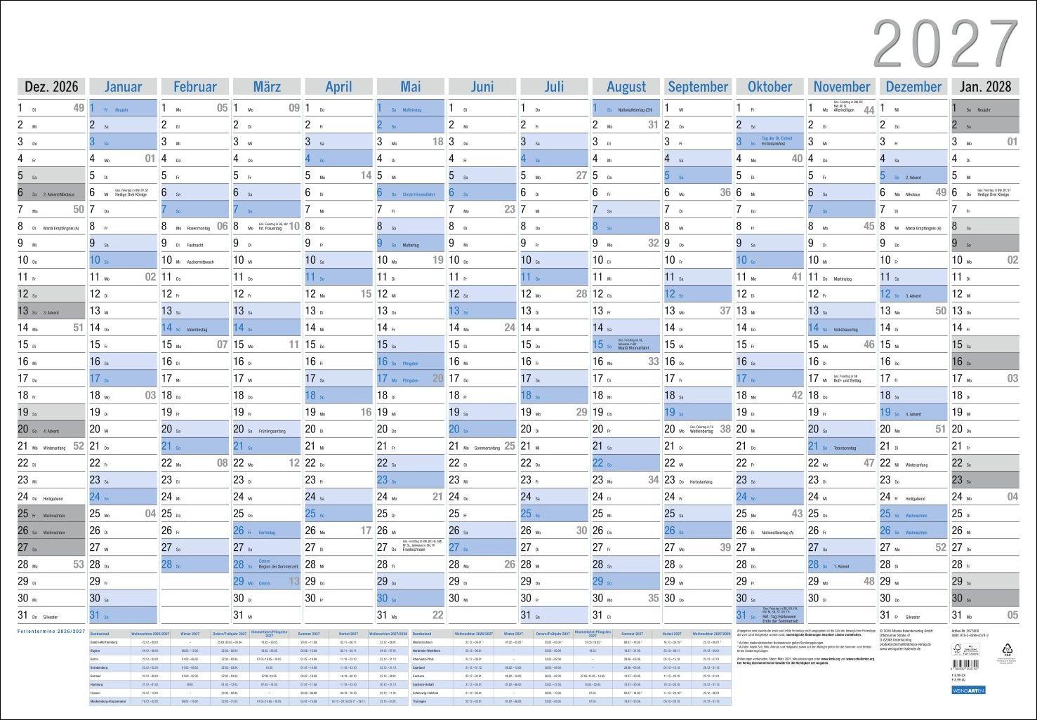 Vorderes Coverbild Wandplaner Neutral 2027