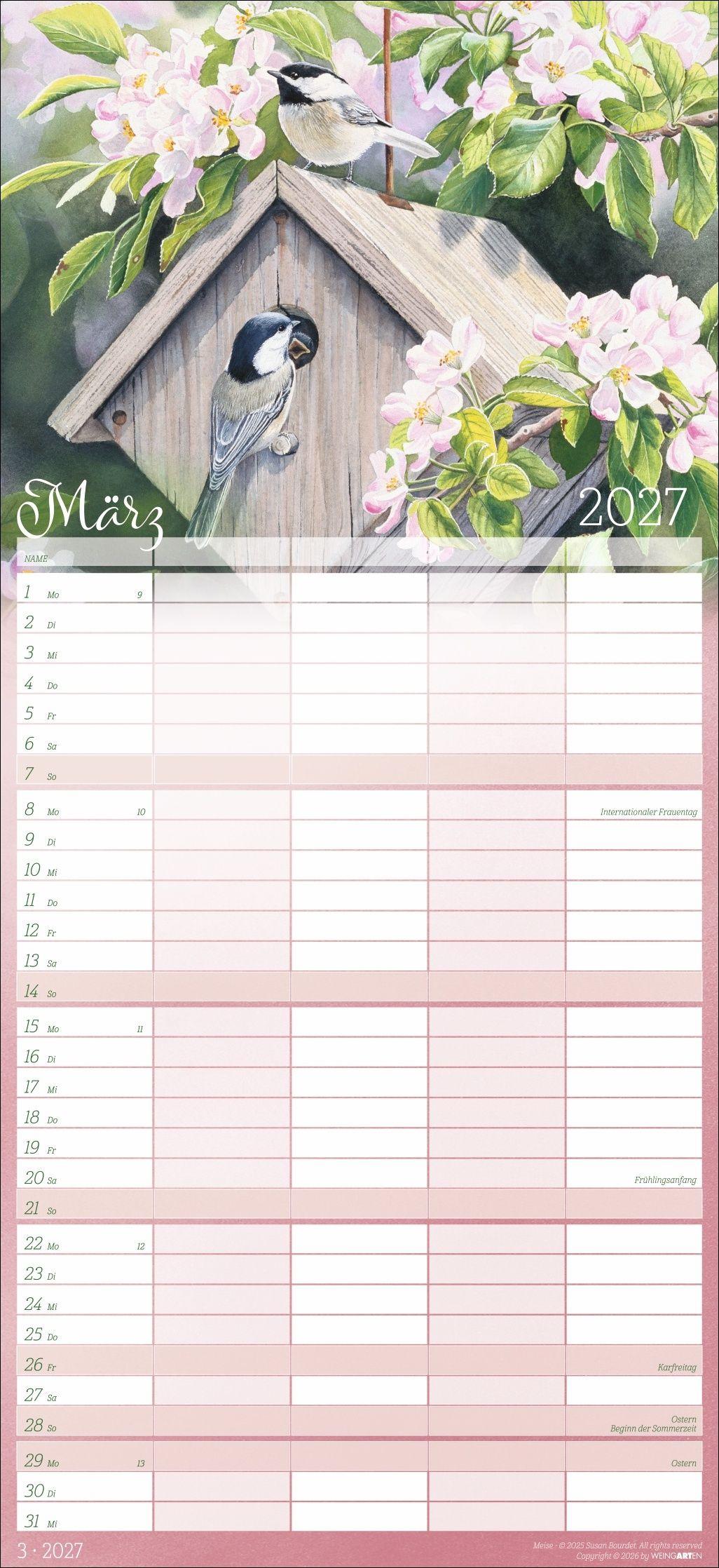 Beispielinhalt (Bild) Bunte Vogelwelt Familienplaner 2027