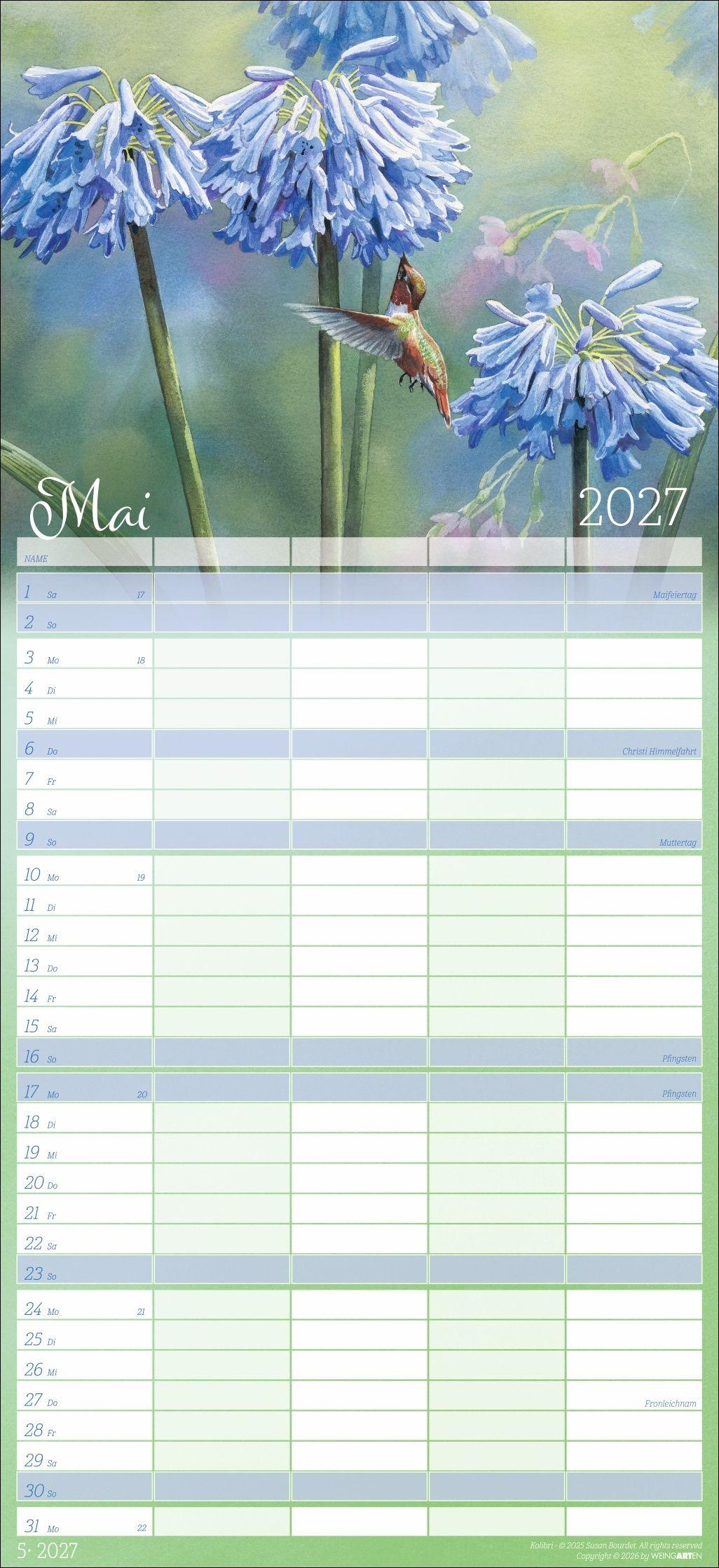 Beispielinhalt (Bild) Bunte Vogelwelt Familienplaner 2027