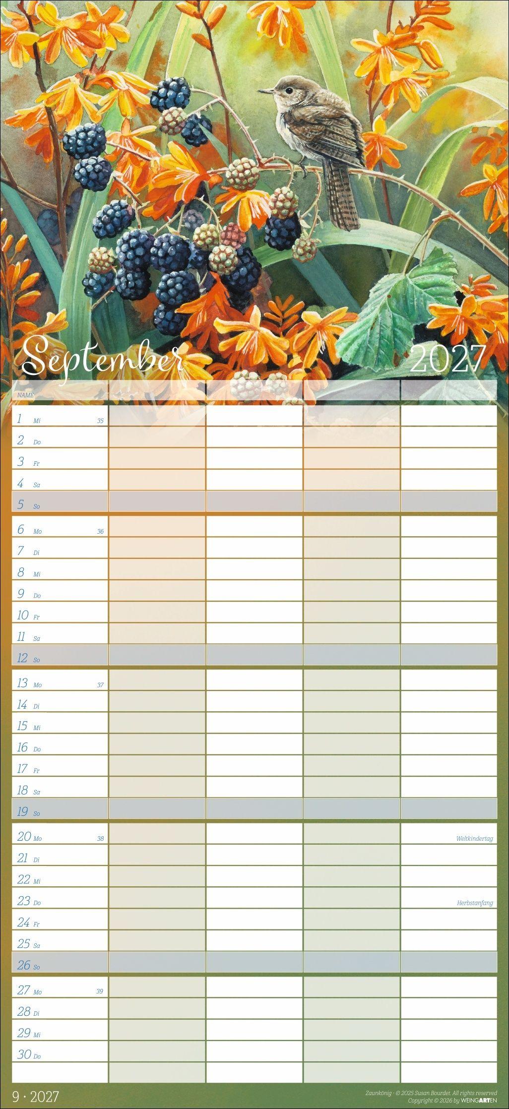 Beispielinhalt (Bild) Bunte Vogelwelt Familienplaner 2027