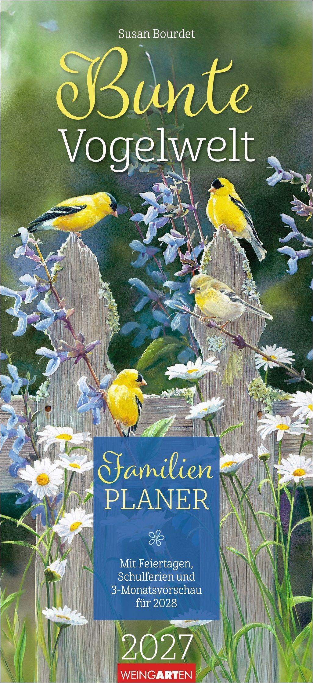 Vorderes Coverbild Bunte Vogelwelt Familienplaner 2027