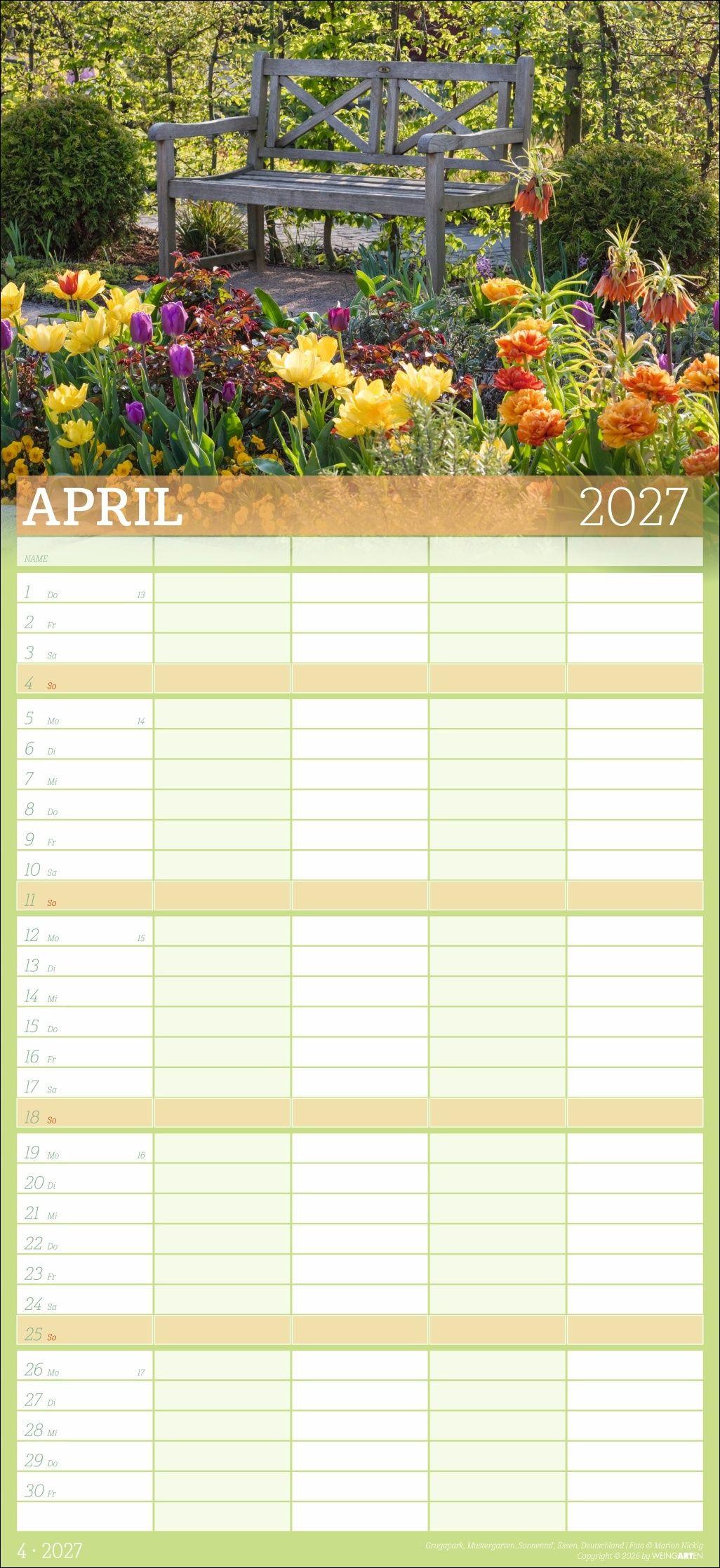 Beispielinhalt (Bild) Garten Familienplaner 2027