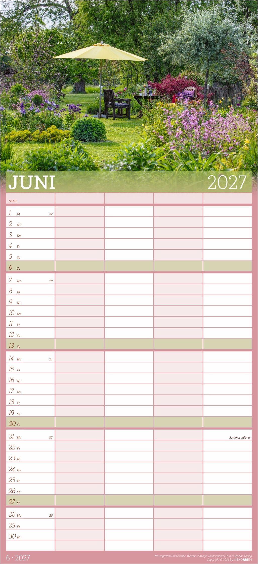 Beispielinhalt (Bild) Garten Familienplaner 2027