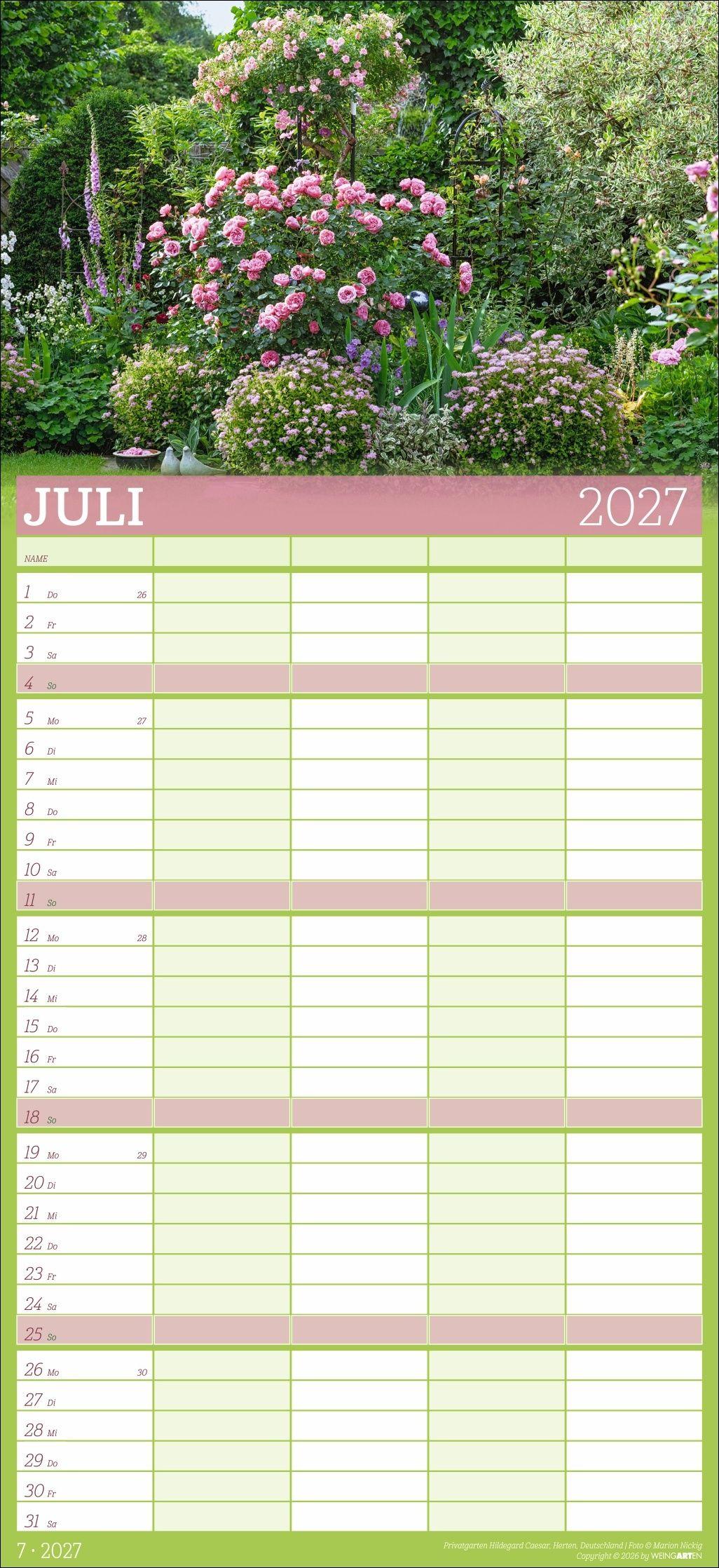 Beispielinhalt (Bild) Garten Familienplaner 2027