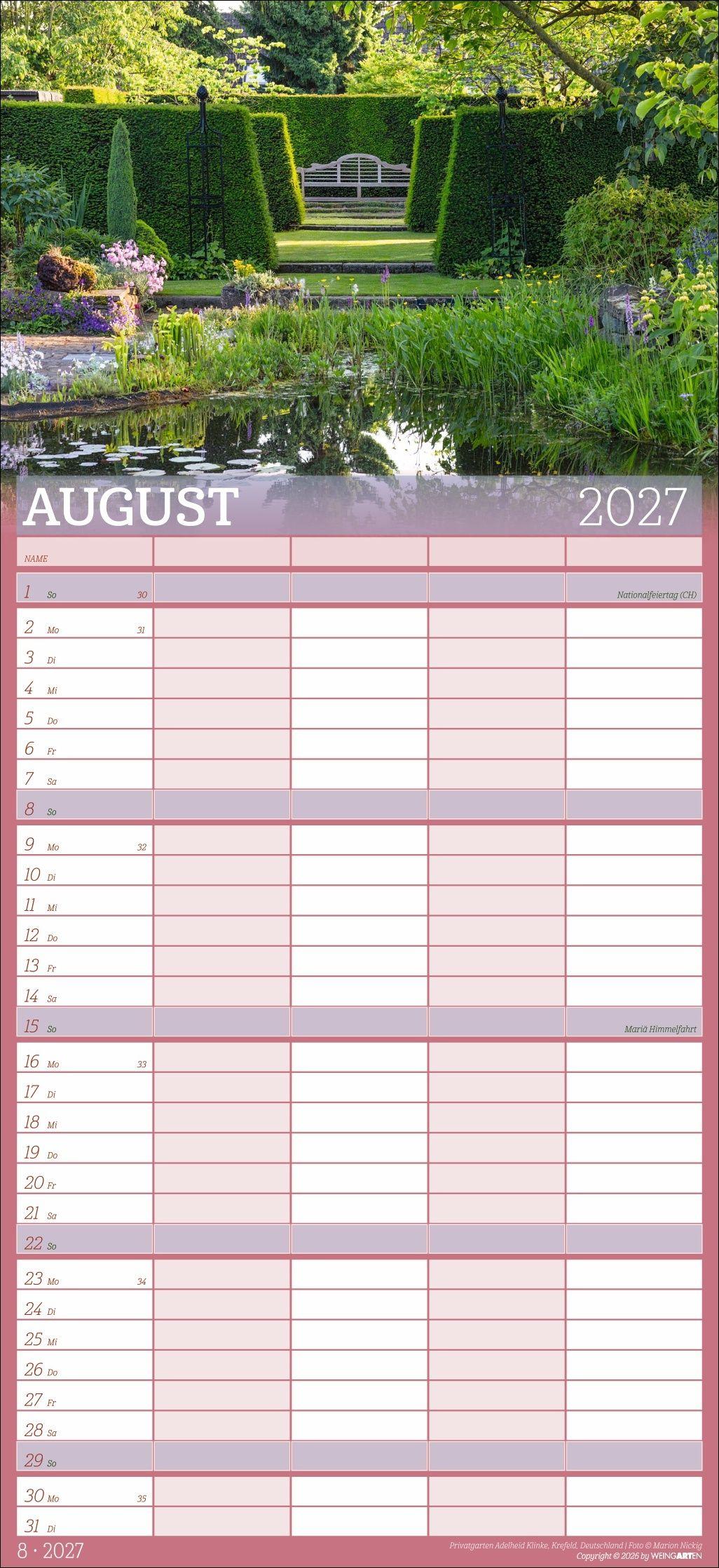 Beispielinhalt (Bild) Garten Familienplaner 2027