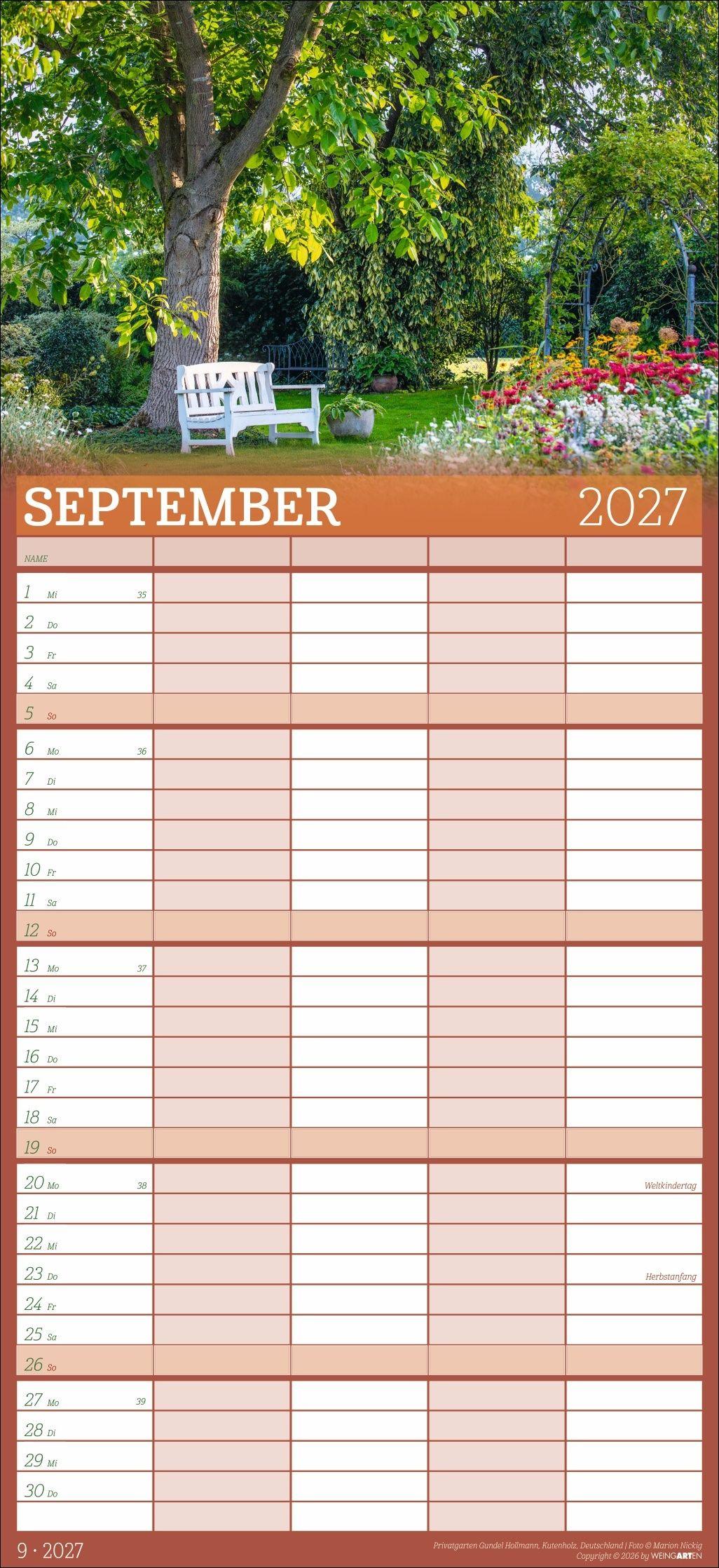 Beispielinhalt (Bild) Garten Familienplaner 2027