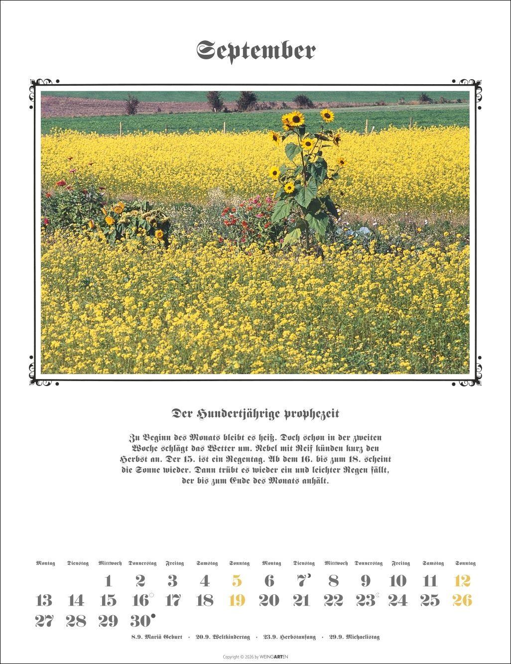 Beispielinhalt (Bild) Der Hundertjährige Kalender 2027