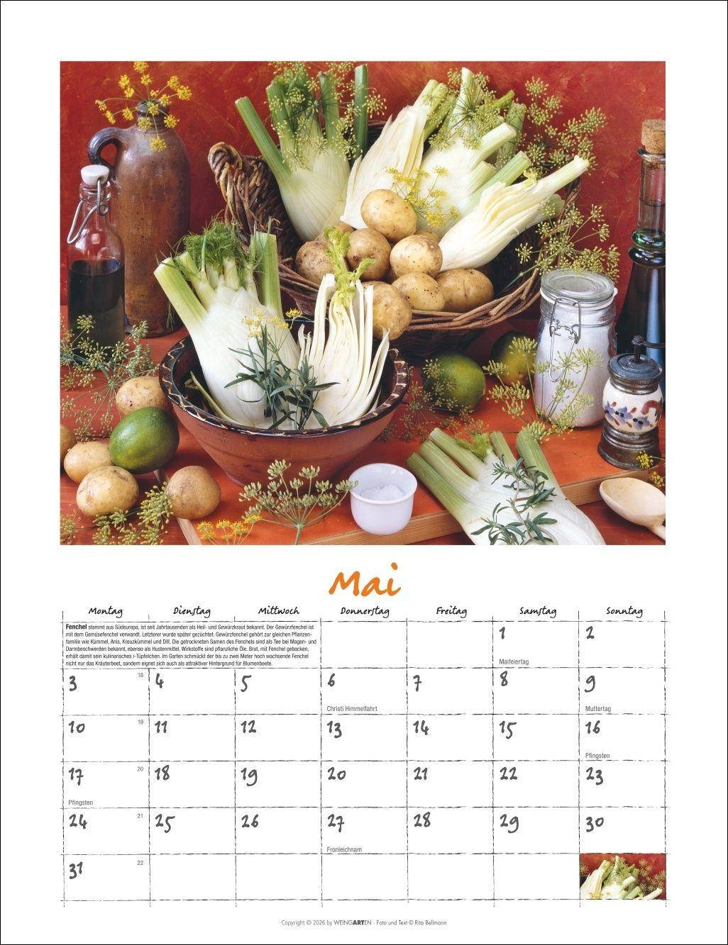 Beispielinhalt (Bild) Augenschmaus Kalender 2027 - Gewürze und Kräuter rund ums Jahr