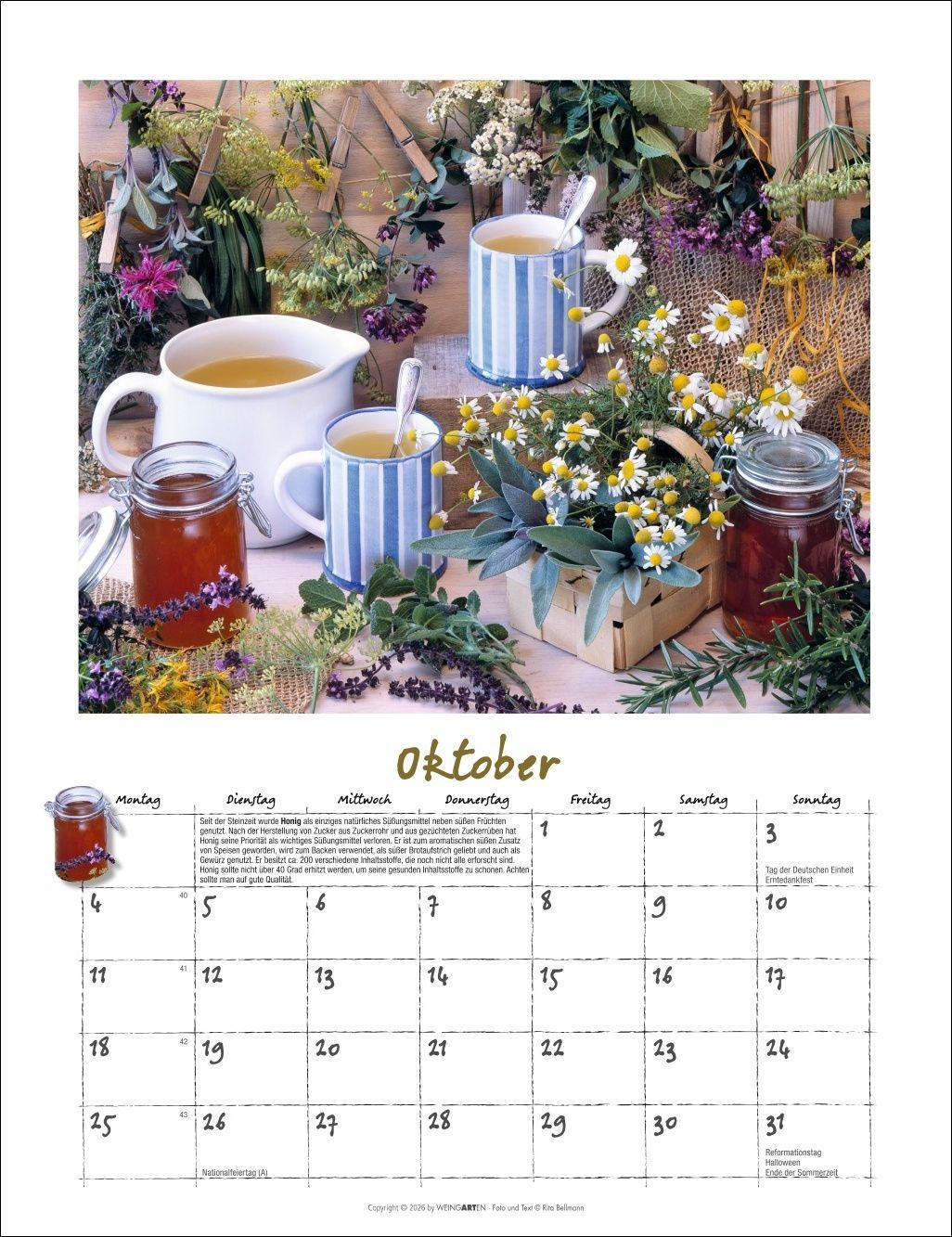 Beispielinhalt (Bild) Augenschmaus Kalender 2027 - Gewürze und Kräuter rund ums Jahr