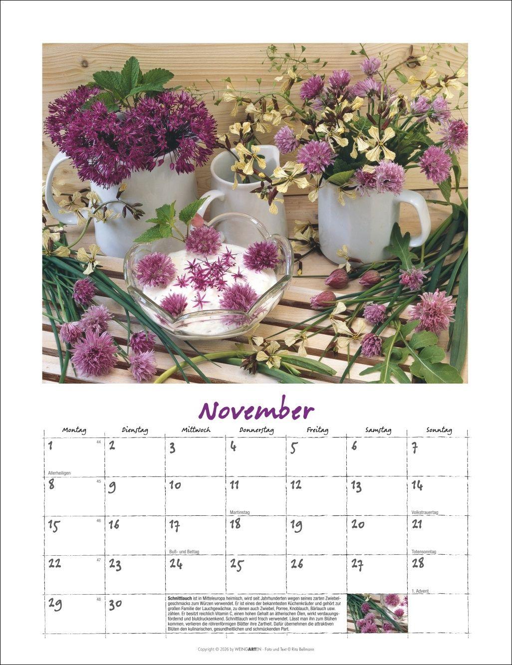 Beispielinhalt (Bild) Augenschmaus Kalender 2027 - Gewürze und Kräuter rund ums Jahr