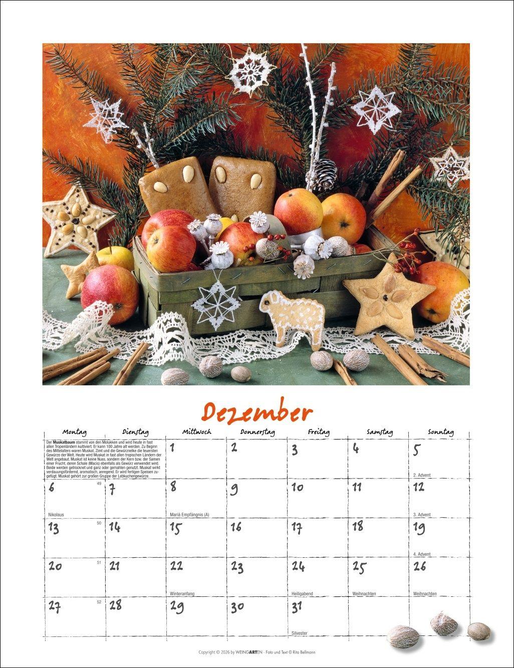 Beispielinhalt (Bild) Augenschmaus Kalender 2027 - Gewürze und Kräuter rund ums Jahr